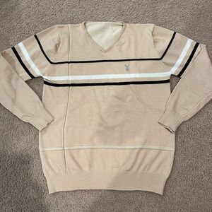 Korean Fashion Y2K knitted V-neck sweatshirt  Playboy Logo